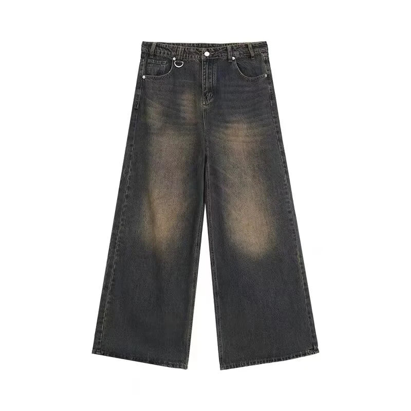 Summer Men Baggy Jeans Unisex Vintage American Style Straight Wide Leg