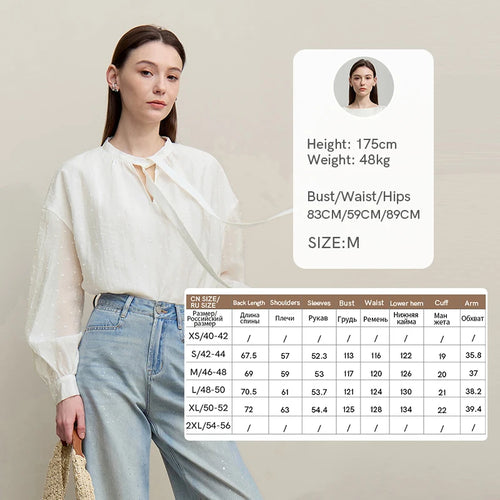 Amii Women's Shirt 2026 Autumn New Polka Dot Chiffon Shirt Multi-Way