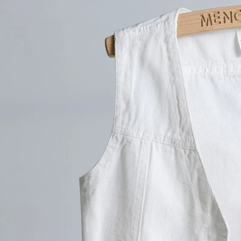 2026 Spring Summer New White Denim Vest Women's Versatile Tank Top