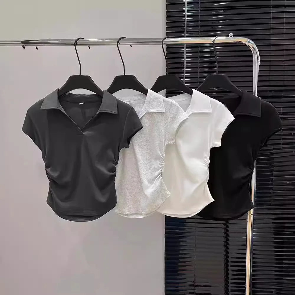 Cotton Summer Sexy Women's T Shirt Skinny Slim Basic Solid Crop Top