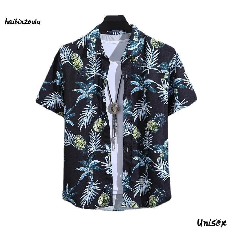 Men's Summer Short Sleeve Printed Shirt Thin Beach Shirt Men's