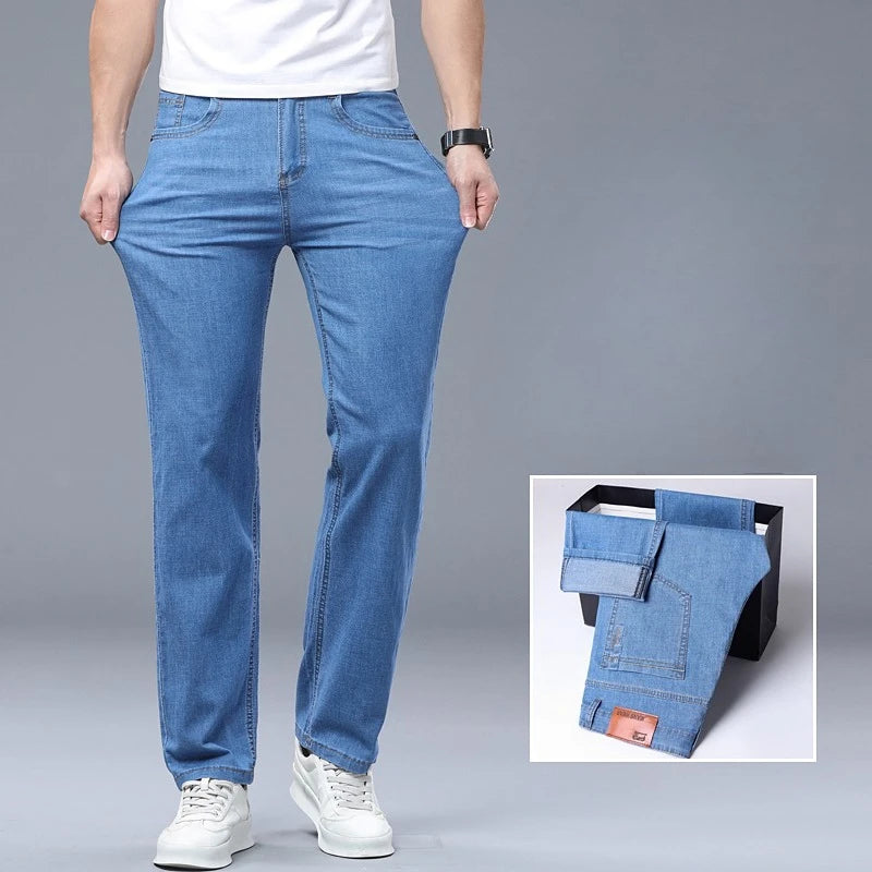 Men Fashion Straight Jeans Men Stretch Slim Fit Workwear Pants