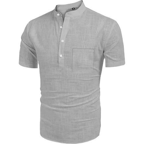 Summer Men's Henley Shot Sleeve T Shirt Causal Hippie Beach Cotton