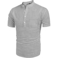 Summer Men's Henley Shot Sleeve T Shirt Causal Hippie Beach Cotton