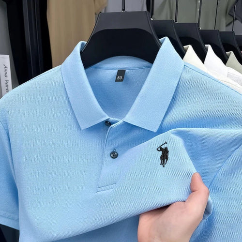 100% pure cotton high-end brand men's short sleeve polo shirt 2026