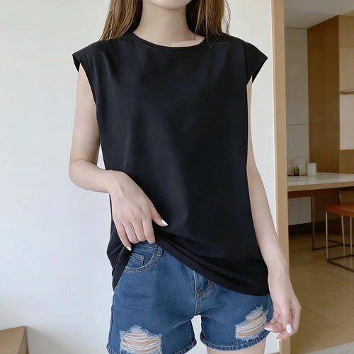 Woman Loose Sleeveless Tank Top Summer Casual Vest Basic Daily T-shirt