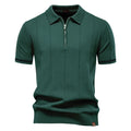 AIOPESON Men's Solid Color Sport Zipper Polo Shirt Athletic Social