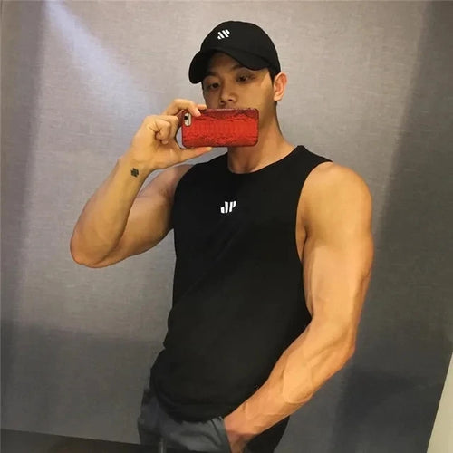 2024 Mens fitness gyms Tank top men Fitness sleeveless shirt Male mesh