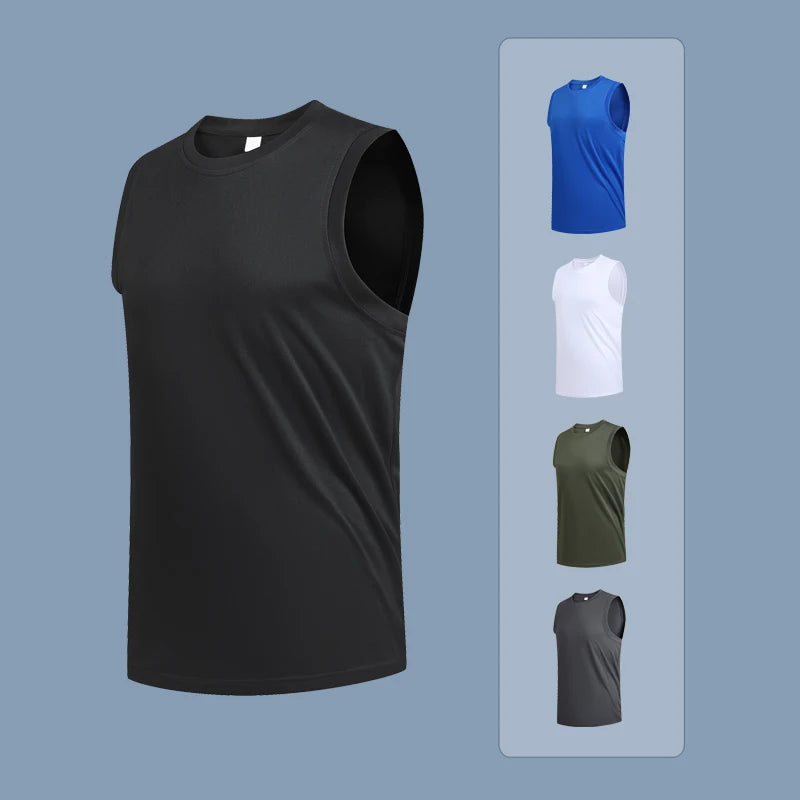 Men's New Large Size Breathable Ice Silk Quick Dry Sleeveless Vest