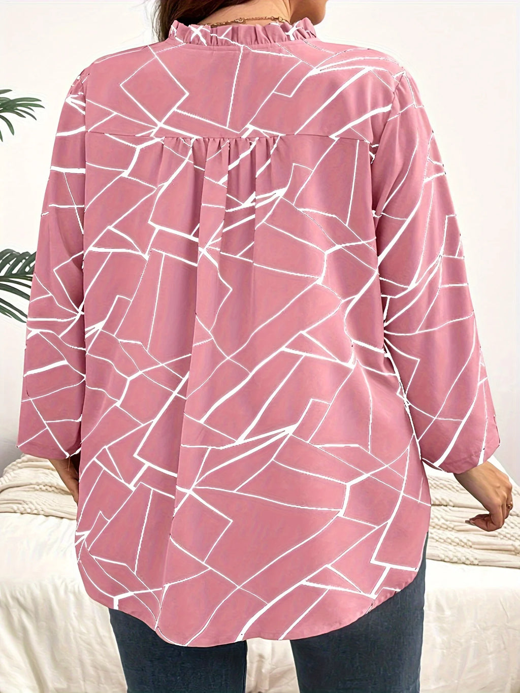 Plus Size Spring Autumn Women's Elegant Blouses Shirt Casual Fashion V