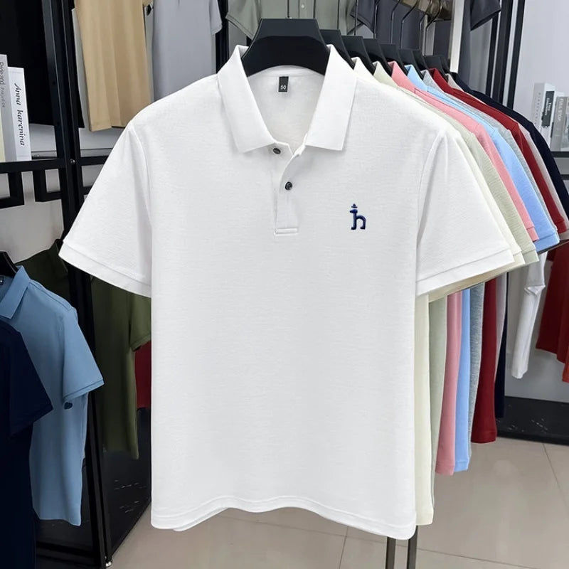 100% pure cotton high-end brand men's short sleeved polo shirt summer