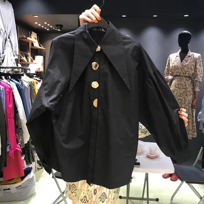 Spring Fashion Long Sleeve Shirt Pointed Collar Office Lady Blouse