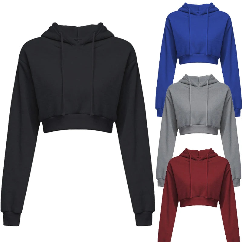 New Fashion Women Hoodie Sweatshirt Short Top Coat Sport Pullover