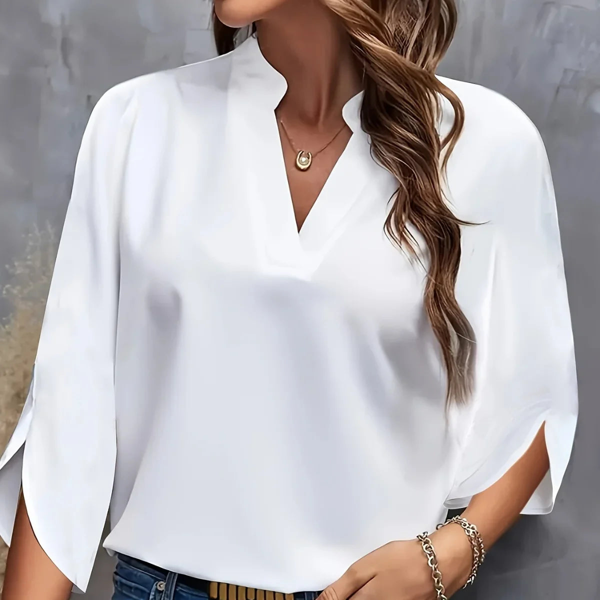 Plus Size Shirts New V-neck Summer Elegant Women's Blouses Solid Color