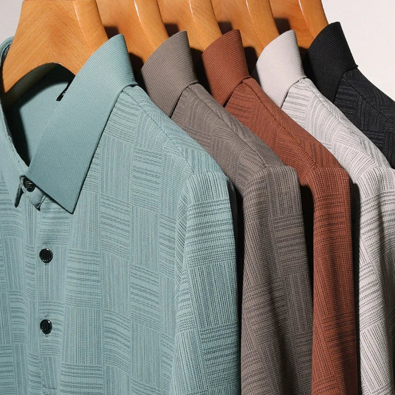 2024 Men's New Printed Business Casual Short sleeved POLO Shirt