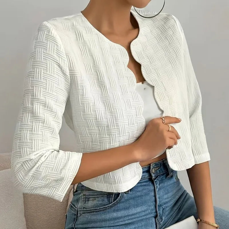 Women Spring Autumn Fashion Slim Fit Versatile Cropped Crew Neck