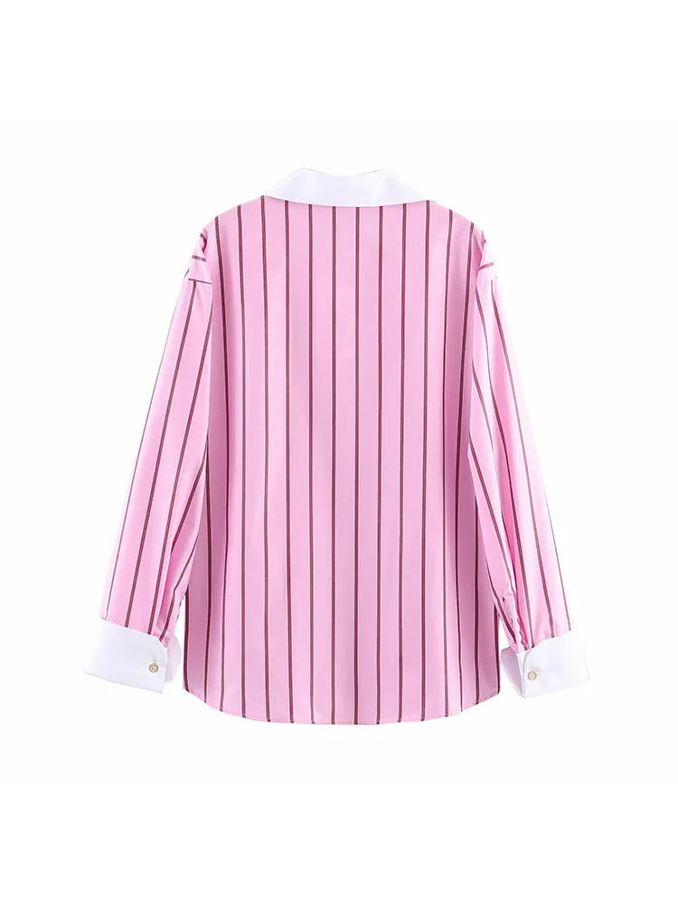 Women Blouses Tops Spring New Fashion Color Blocking Elegant Women's