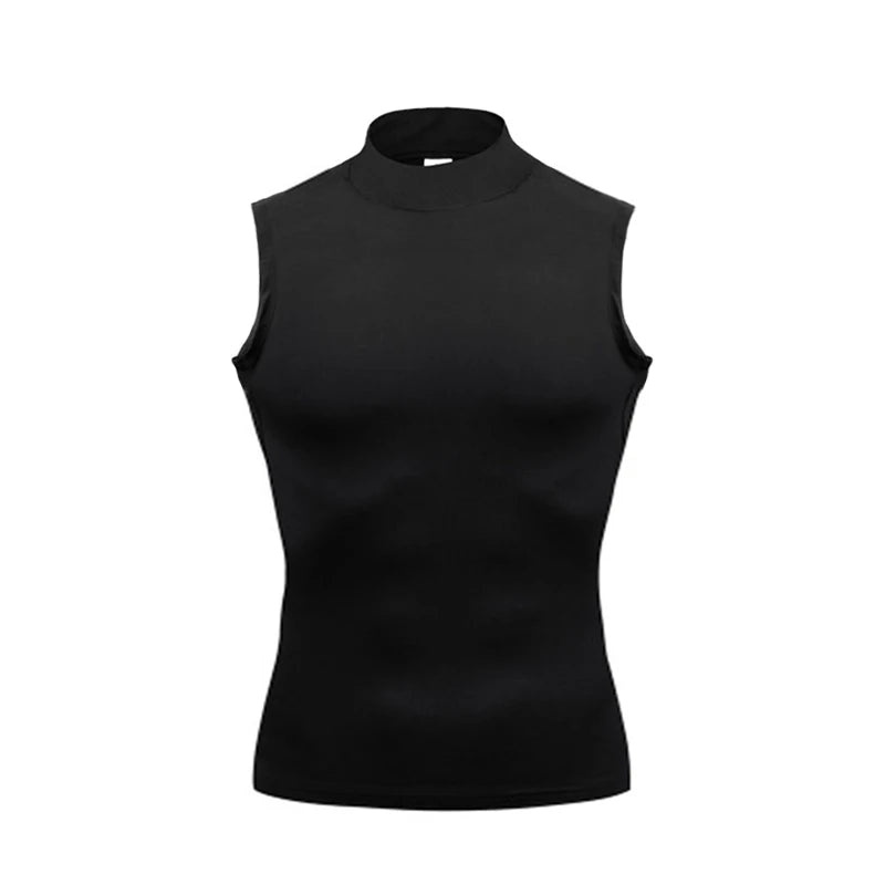 Compression Shirt Men Gym Tank Top Muscle Fitness Clothing Turtleneck