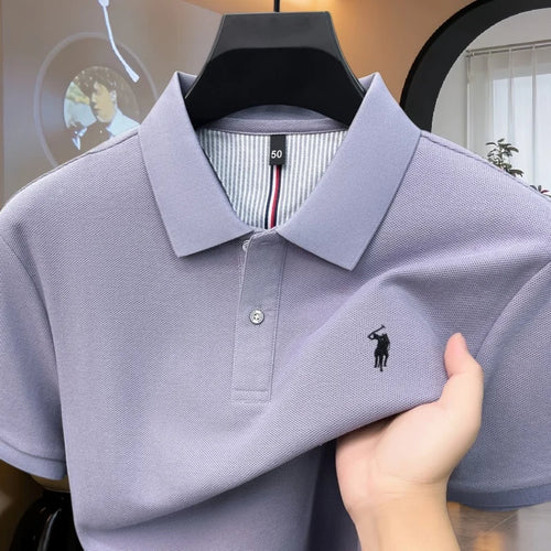 100% pure cotton high-end brand men's short sleeve polo shirt 2026