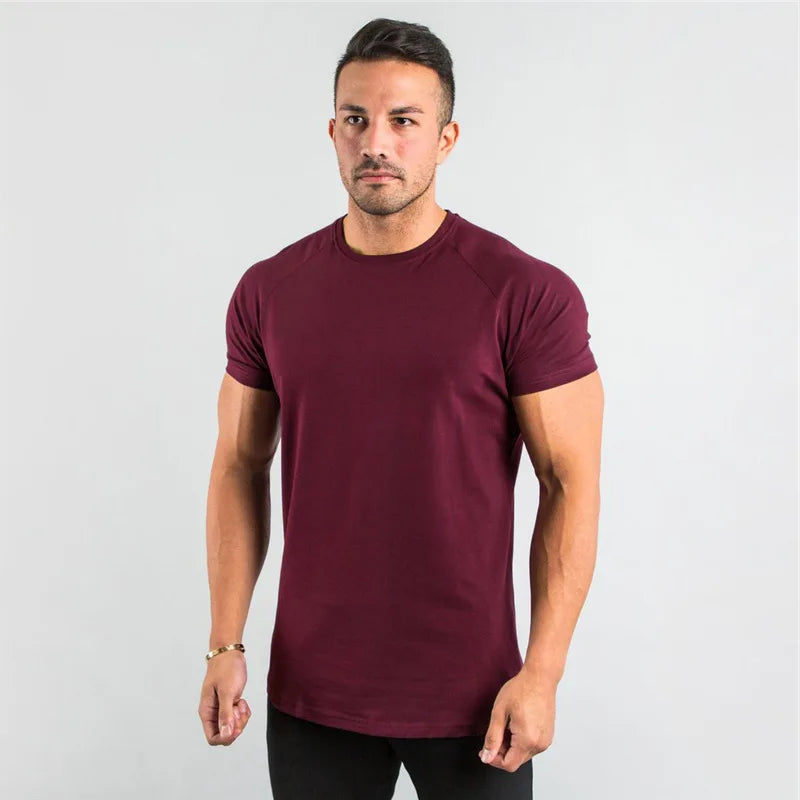 T Shirt Men Casual Short Sleeve Muscle Joggers Bodybuilding Tshirt
