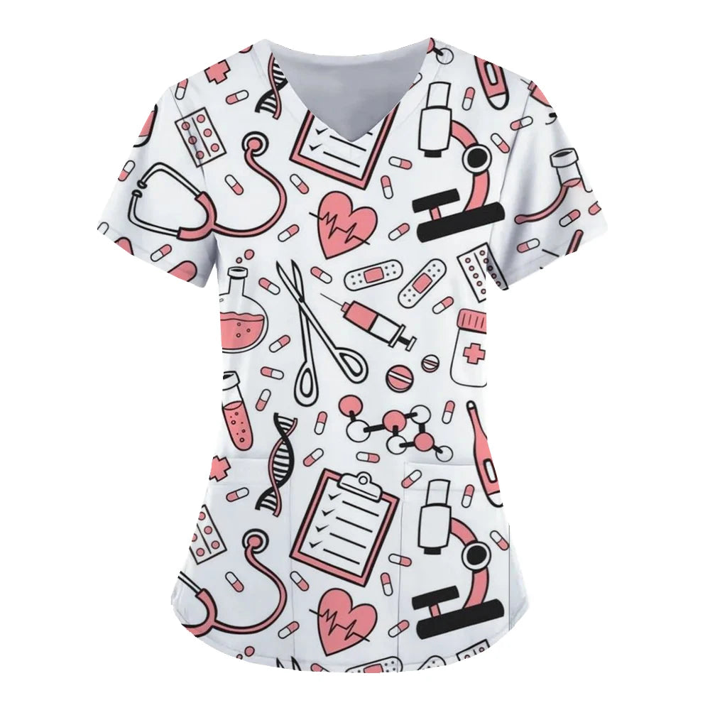 Medical Tools Graphic Healthcare Uniform Nurse Clinic Nursing Workwear