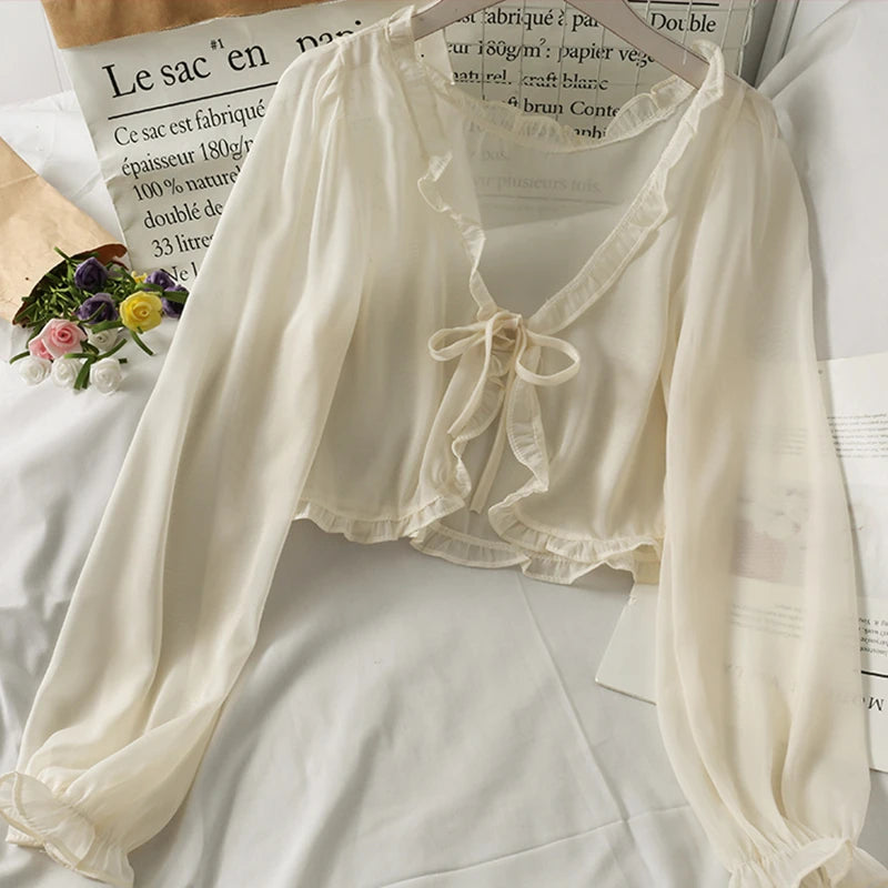 Women Thin Coat Casual Lace Bow Summer Sun Protection Clothes Female