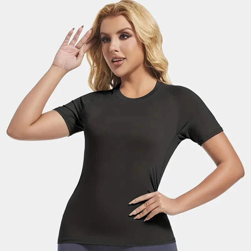 Women's Compression Shirt Short Sleeve Athletic Yoga Running T-Shirt