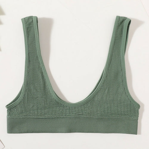 Sexy Seamless Bra Wire Free Brassiere Rib Bralette Women's Plunge