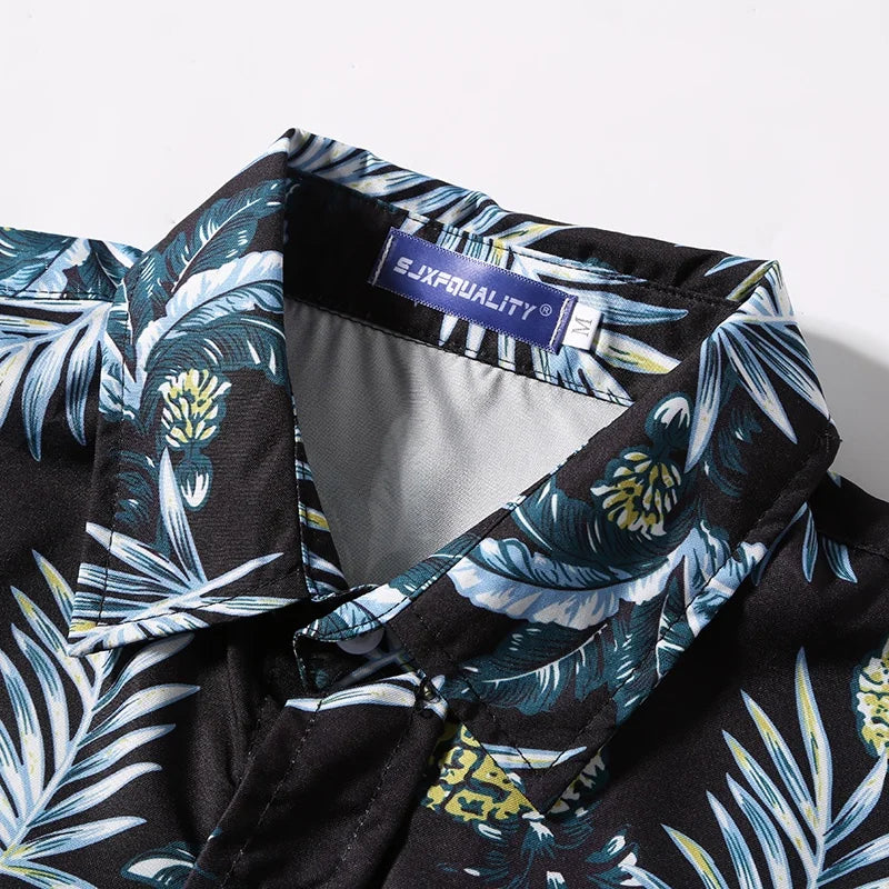 Men's Summer Short Sleeve Printed Shirt Thin Beach Shirt Men's