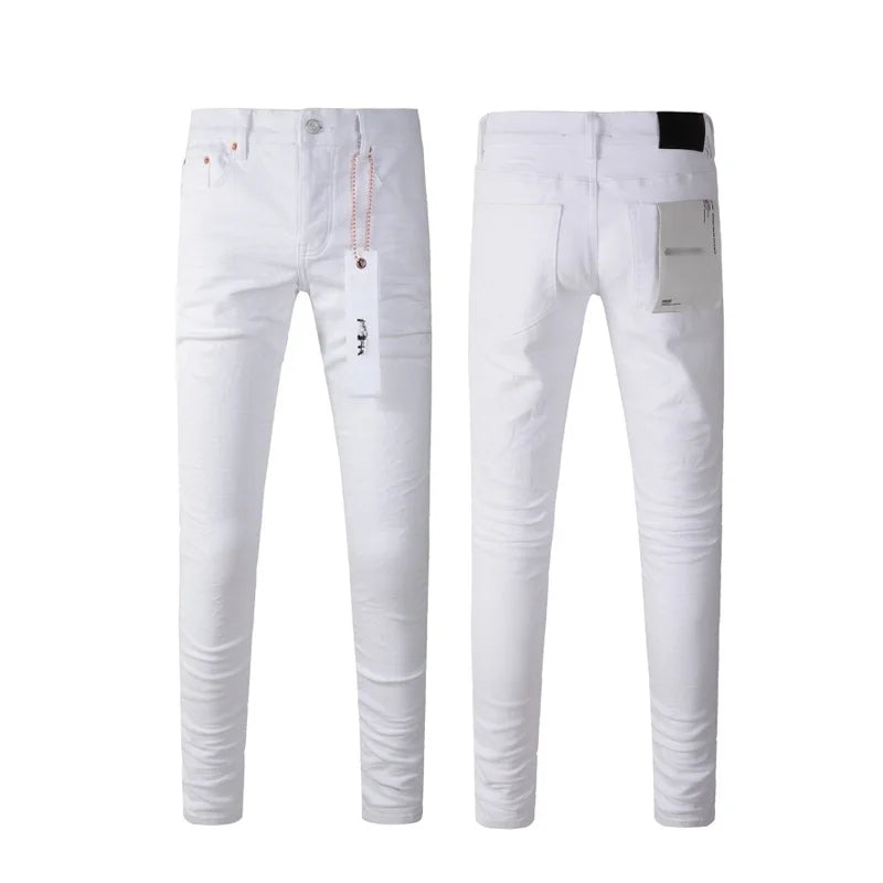 Spring New Men's White Skinny Jeans High Quality Slim Fit Trousers