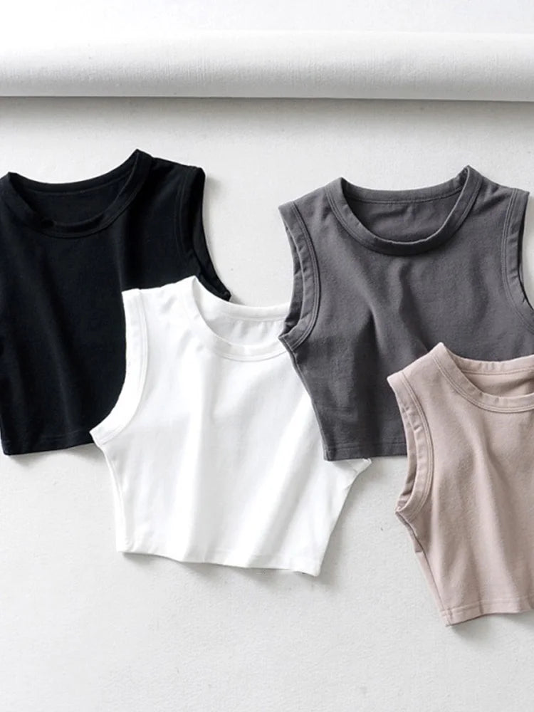 2024 Summer vintage white crop tops women biker black punk sexy tank