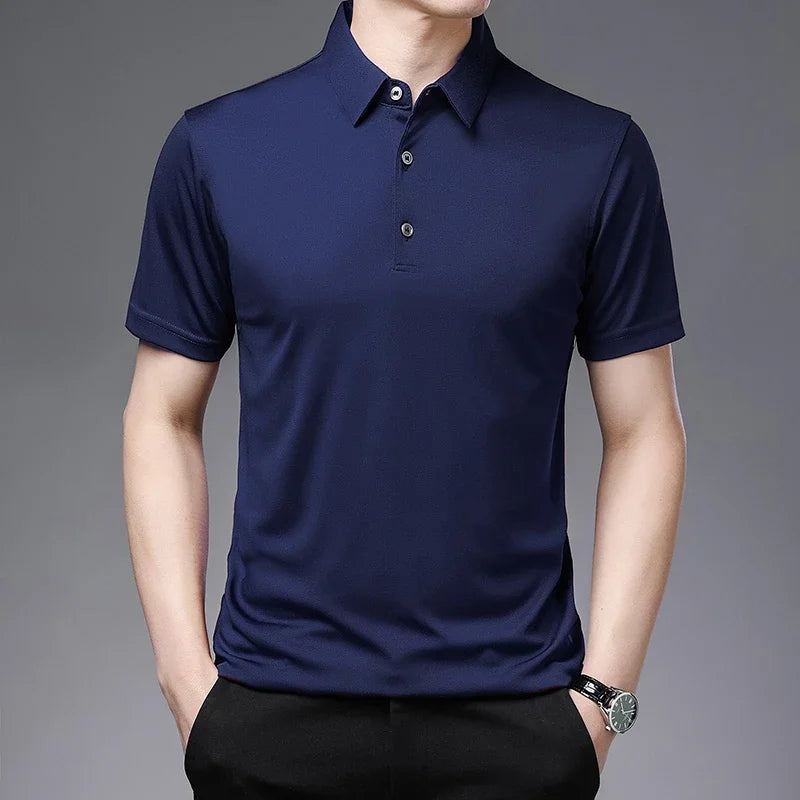 2026 Men's New Solid Color Business Casual POLO Shirt Summer Fashion