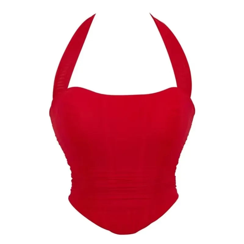 Corset Halter Crop Top Women Camisole Short Cropped Tank Tops Summer