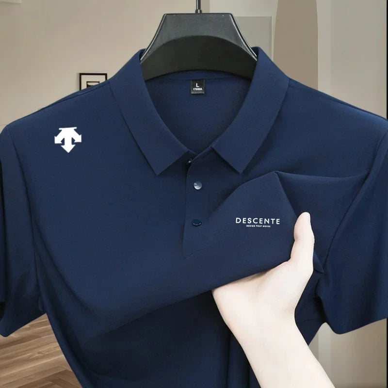 High quality ice silk polo shirt short sleeved men's sports brand