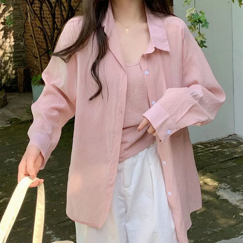 Xpqbb White Shirts for Women Summer Thin Holiday Beach Long Sleeve Sun