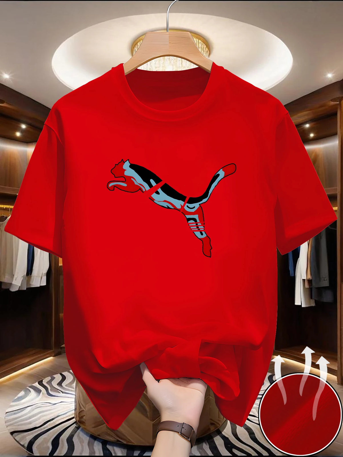 Men's summer quick drying mesh T-shirt with animal world pattern