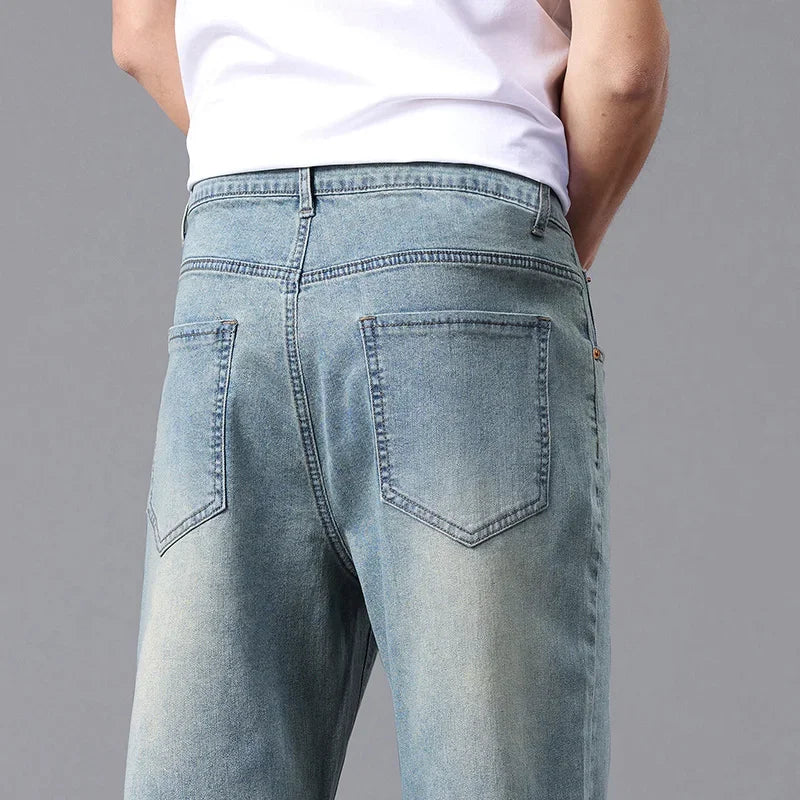 High Cotton Stretch Jeans for Men Loose Straight Leg 2025 Summer Slim