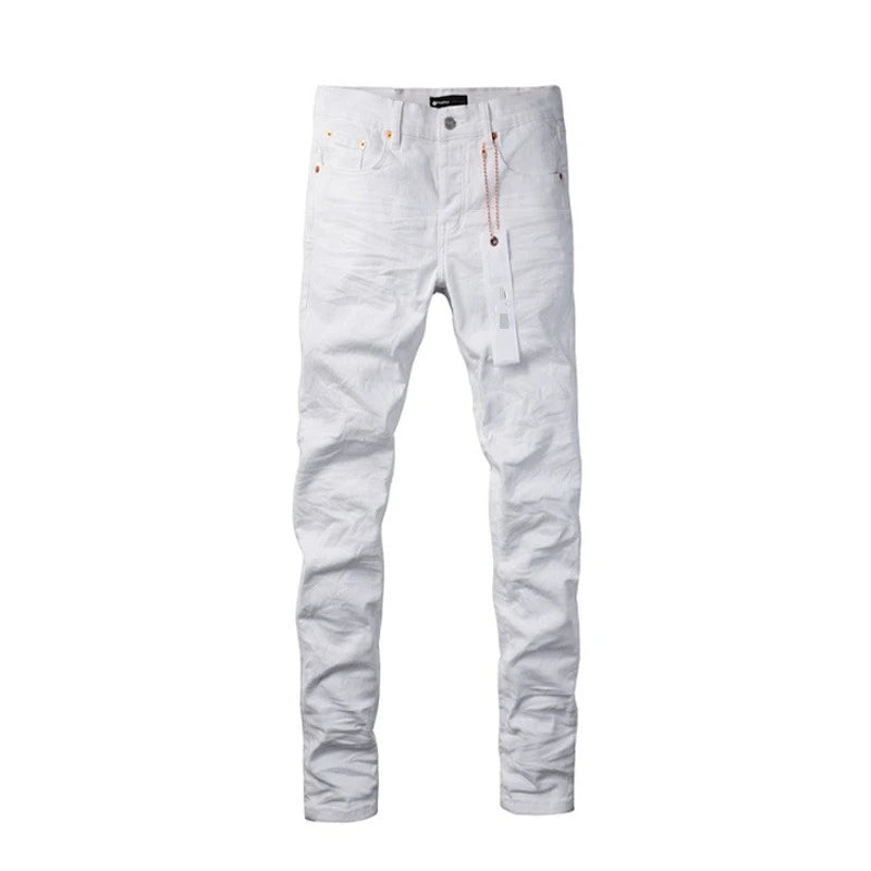 Spring New Men's White Skinny Jeans High Quality Slim Fit Trousers