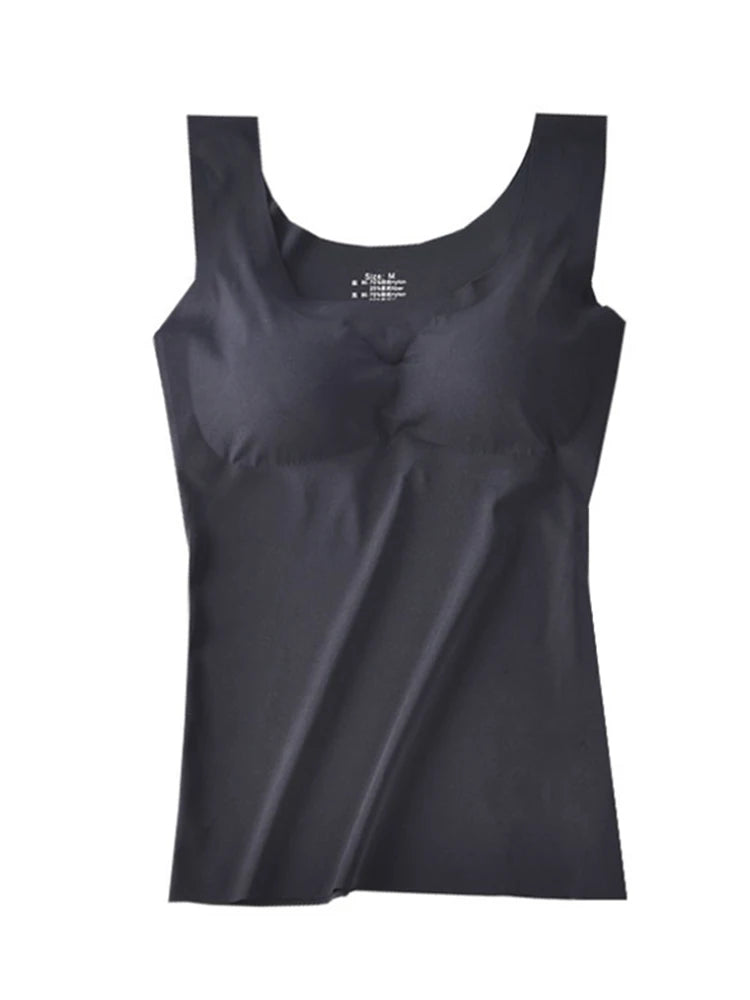 Ice Silk Tank Top Wireless Paded Lingerie Push Up Seamless Padded Vest