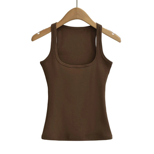 Summer U-neck Sculpted Square Neck Tank Top for Women New 2025