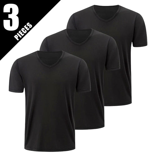 1/2/3 Piece Men's Solid Color Four Season Short Sleeved V-neck Sports