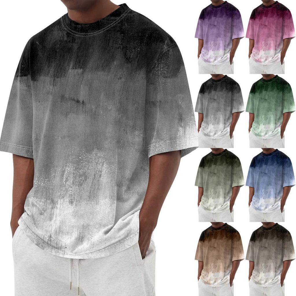 Men'S T-Shirt Summer Cool Short Sleeve 3d Camouflage Gradient Printing