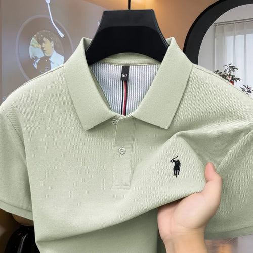 100% pure cotton high-end brand men's short sleeve polo shirt 2026