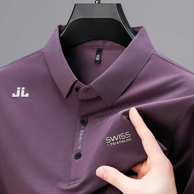 New Men's Business Casual Short Sleeved Shirt with Badge Solid Color