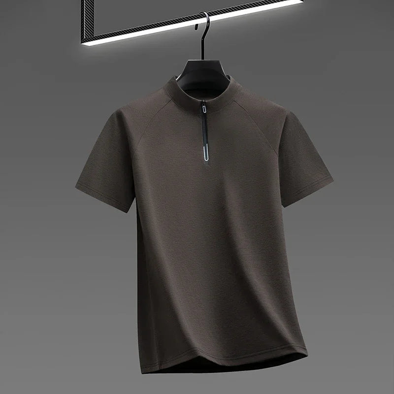Summer Men's Casual Half Zip T Shirt Lightweight Breathable Fabric