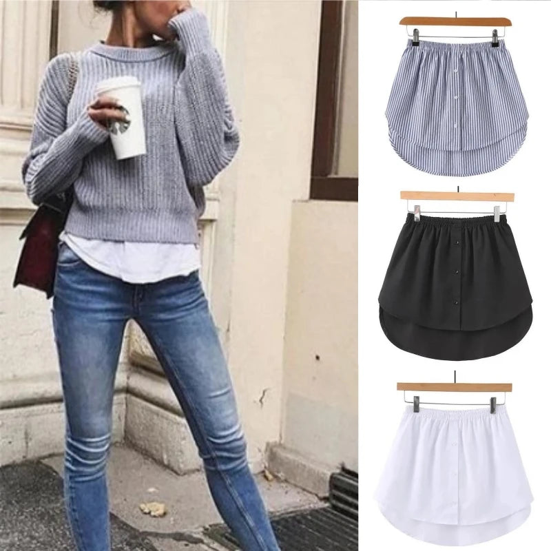 Plus Size 5XL Shirt Extenders Women Fake Shirt Tail Irregular Skirt