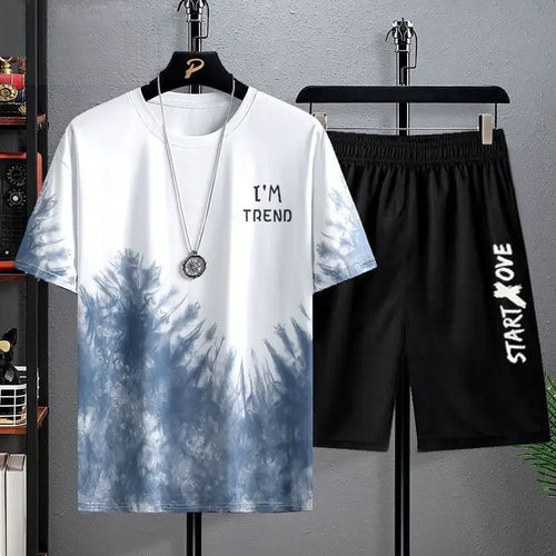 Summer Quick Drying Men's Sets Fashion tracksuits Casual Ice Silk