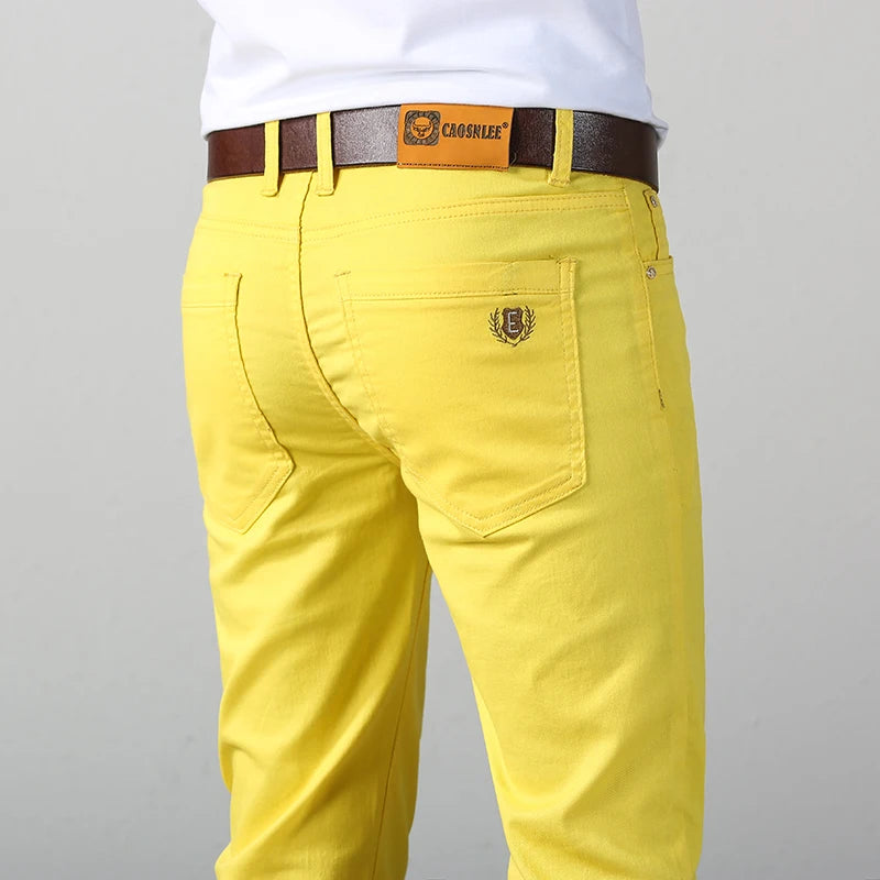 Elastic Cotton Slim Jeans Men Spring Korean Fashion Comfortable Casual