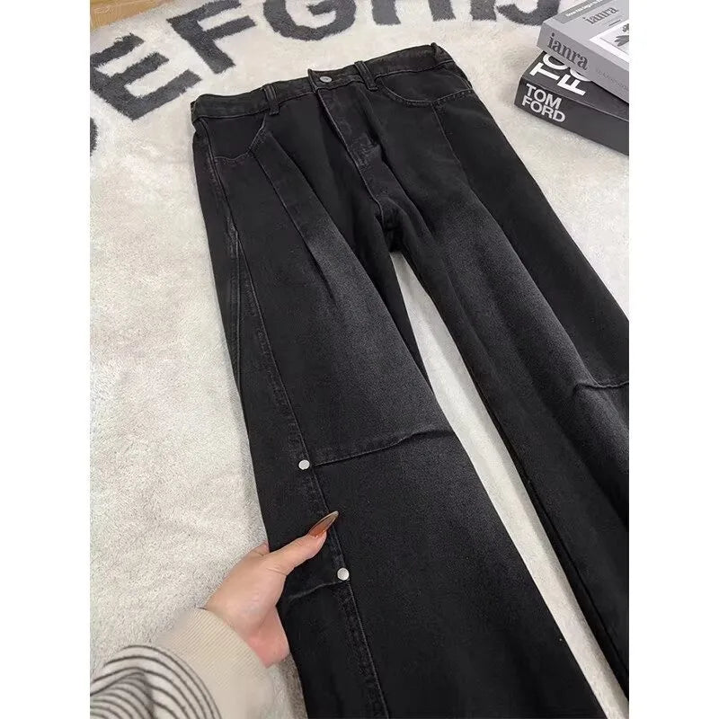 Man Pants Baggy Jeans Relaxed Fit Tapered Leg Denim Trousers For Men