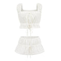 Sexy White Lacing Up Bow Open Buttons Tank Top Camisole + Women